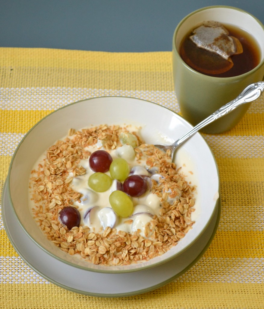 Coconut Granola and a Creamy Grape Breakfast Bowl