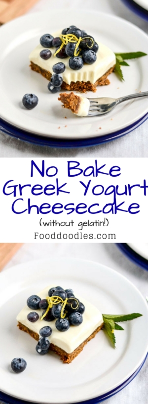 No Bake Greek Yogurt Cheesecake(Without Gelatin!)