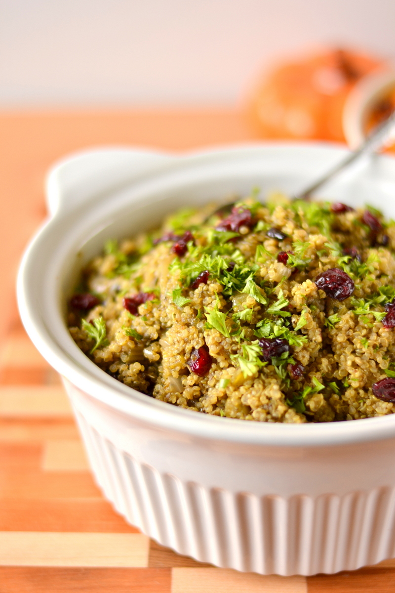 We all love this naturally gluten free quinoa stuffing. It's a great side dish!