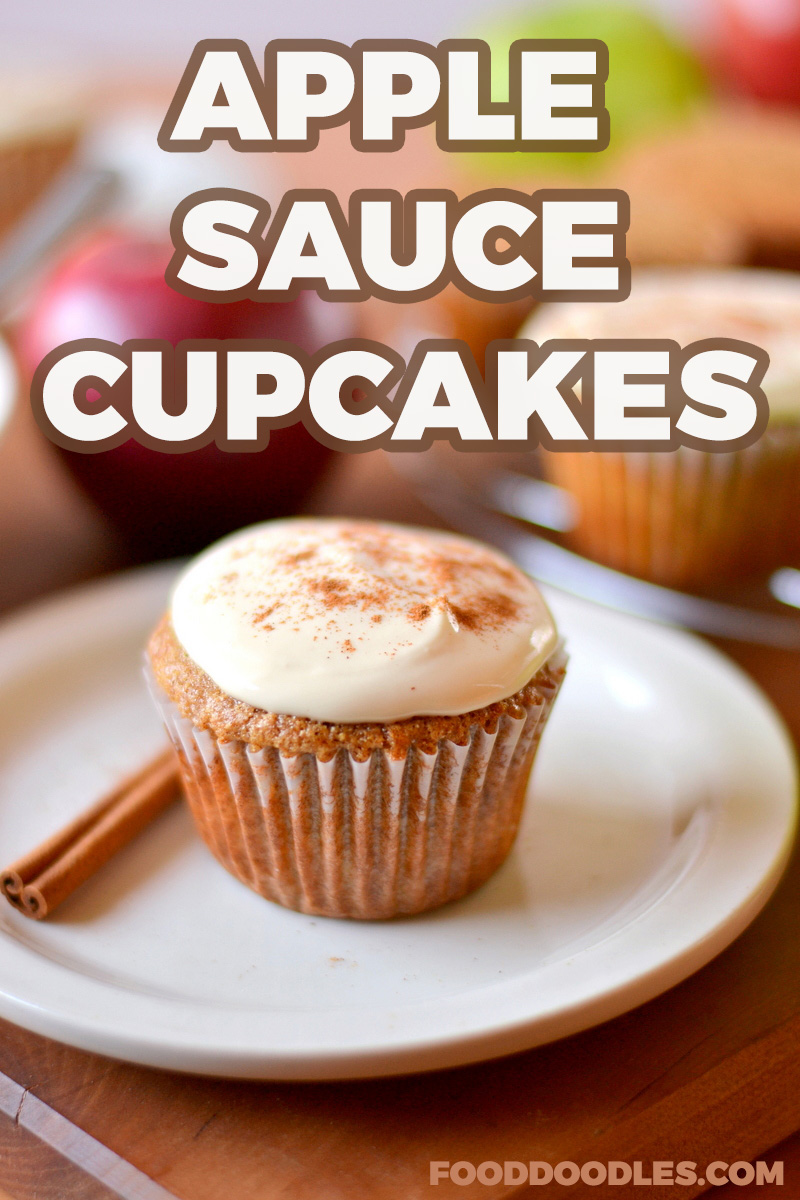 pin image of whole wheat applesauce cupcakes