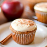 image of 100% whole wheat applesauce cupcakes with cream cheese frosting