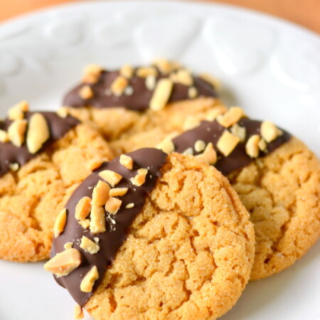 Chocolate Dipped Flourless Peanut Butter Cookies