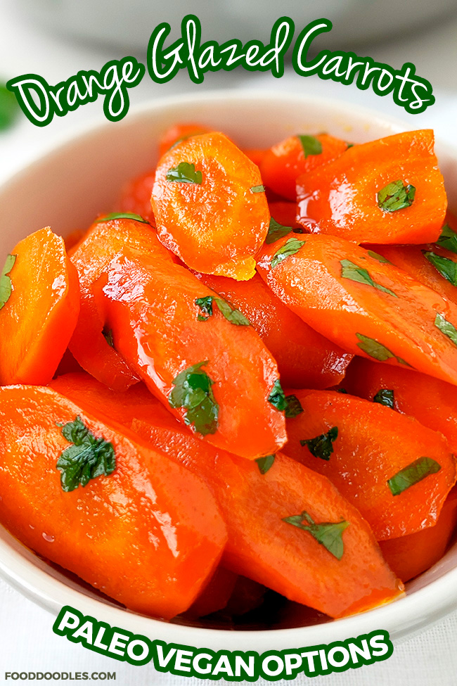 These orange glazed carrots are the perfect side. Fresh carrots are lightly glazed with orange juice, honey and a little butter to make a delicious and healthy side dish! With dairy-free, vegan and paleo options.