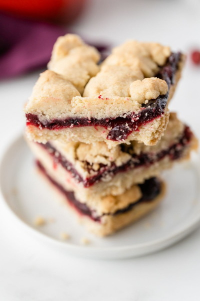 Stack of Cranberry Shortbread Bars