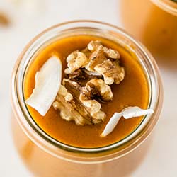 This pumpkin pudding is sweetened with honey and so easy to make. It tastes like pumpkin pie filling in pudding form and has a paleo and dairy-free option.
