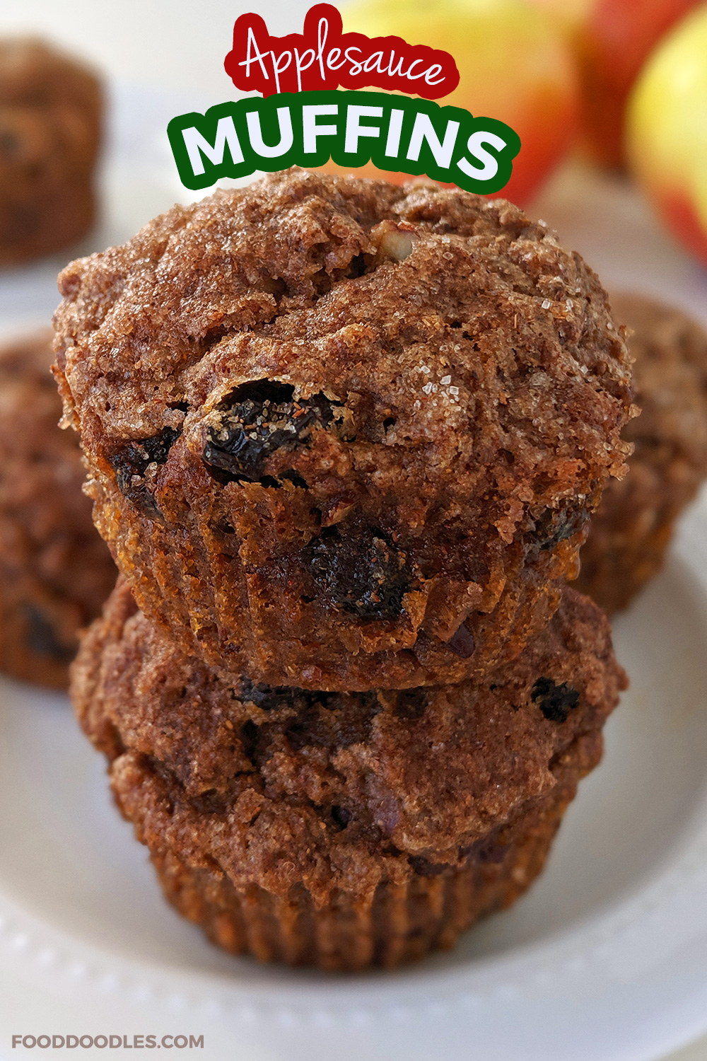 Fluffy, moist and delicious healthy applesauce muffins. With vegan, whole wheat and gluten-free option.
