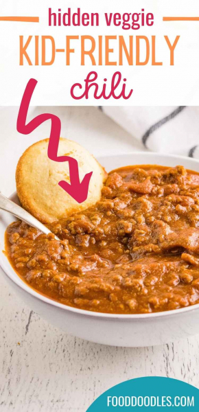 This kid-friendly chili recipe is loaded with healthy vegetables, which are pureed and added to the meat so that your family (especially picky eaters) won’t even think they are there! It can be made in a slow cooker or on the stovetop. If you want to make chili for kids, definitely give this recipe a try! 