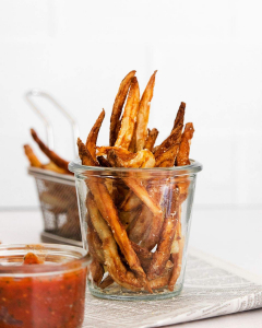 Air Fryer French Fries in glass