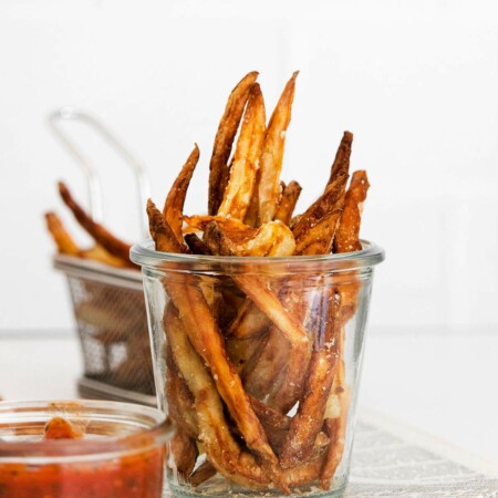 Air Fryer French Fries in glass