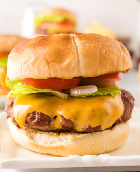 close-up of smoked hamburger