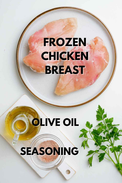 ingredients shown for air fryer frozen chicken breast