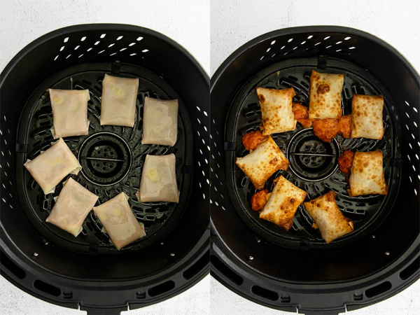 before and after air fryer pizza rolls