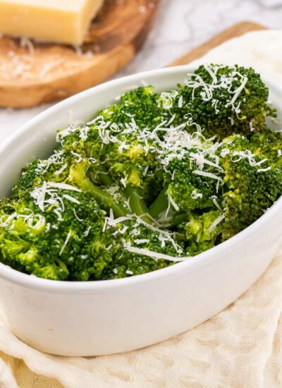 dish with broccoli in it