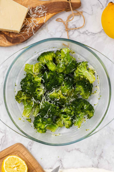 instant pot broccoli with parmesan on top