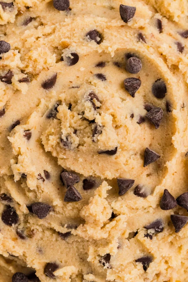 close-up of raw cottage cheese cookie dough 